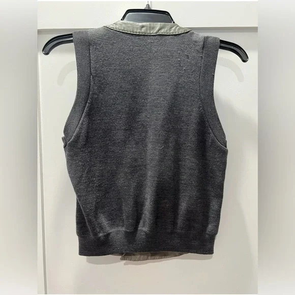 BCBG Maxazria Real Leather Moroni Wool Vest Zip Up Gray Fall size S - Picture 4 of 7